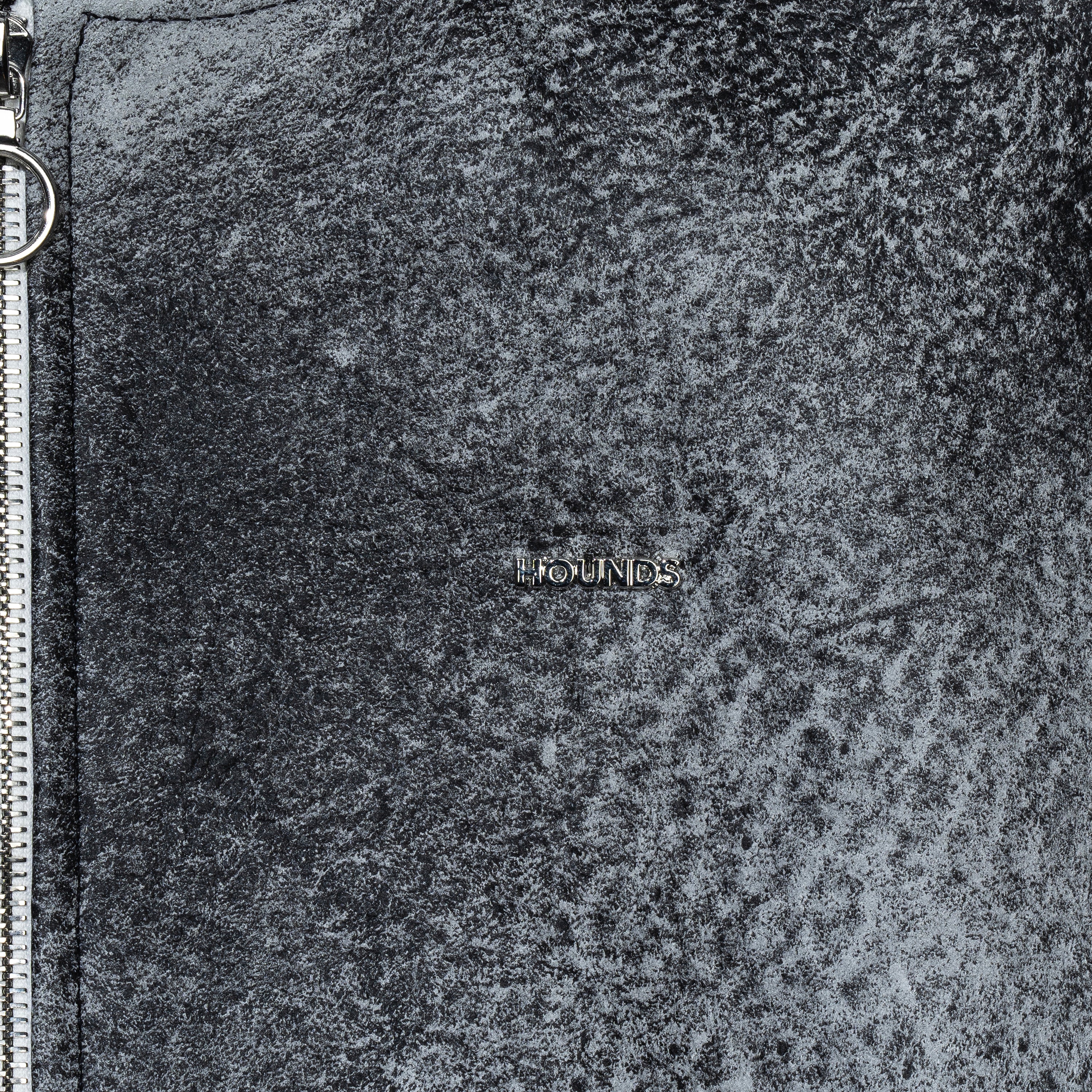 GREY WASHED LEATHER HOODIE