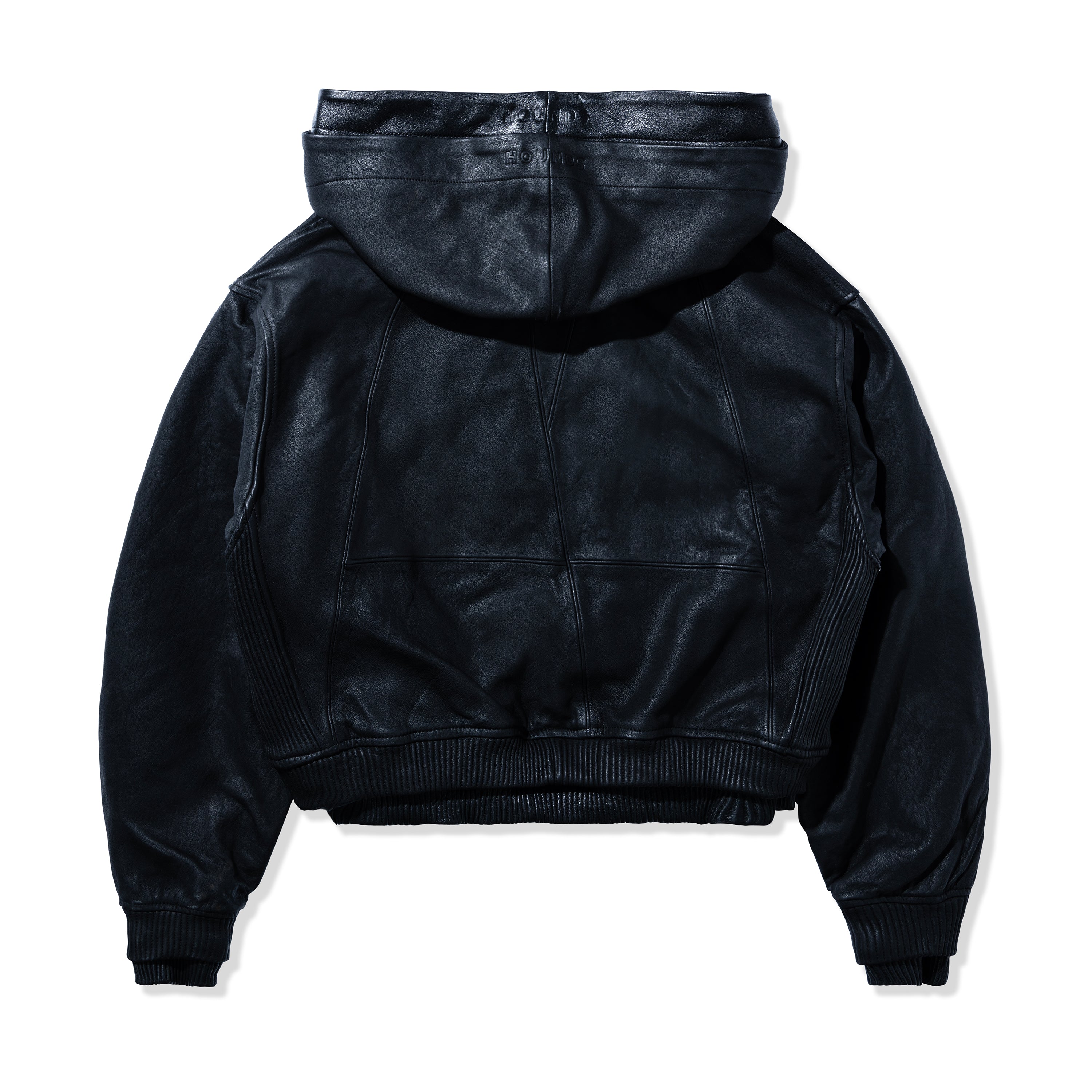 DOUBLE LAYERED LEATHER HOODIE BLACK