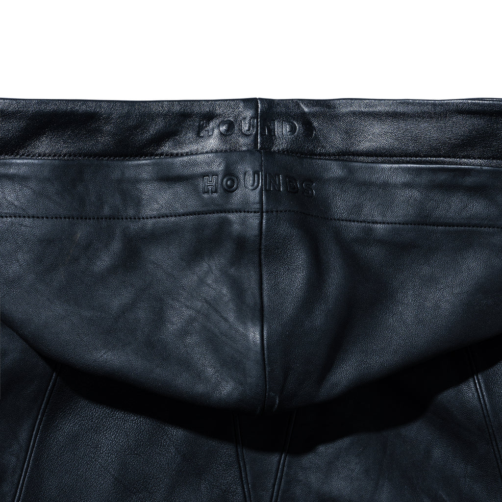 DOUBLE LAYERED LEATHER HOODIE BLACK