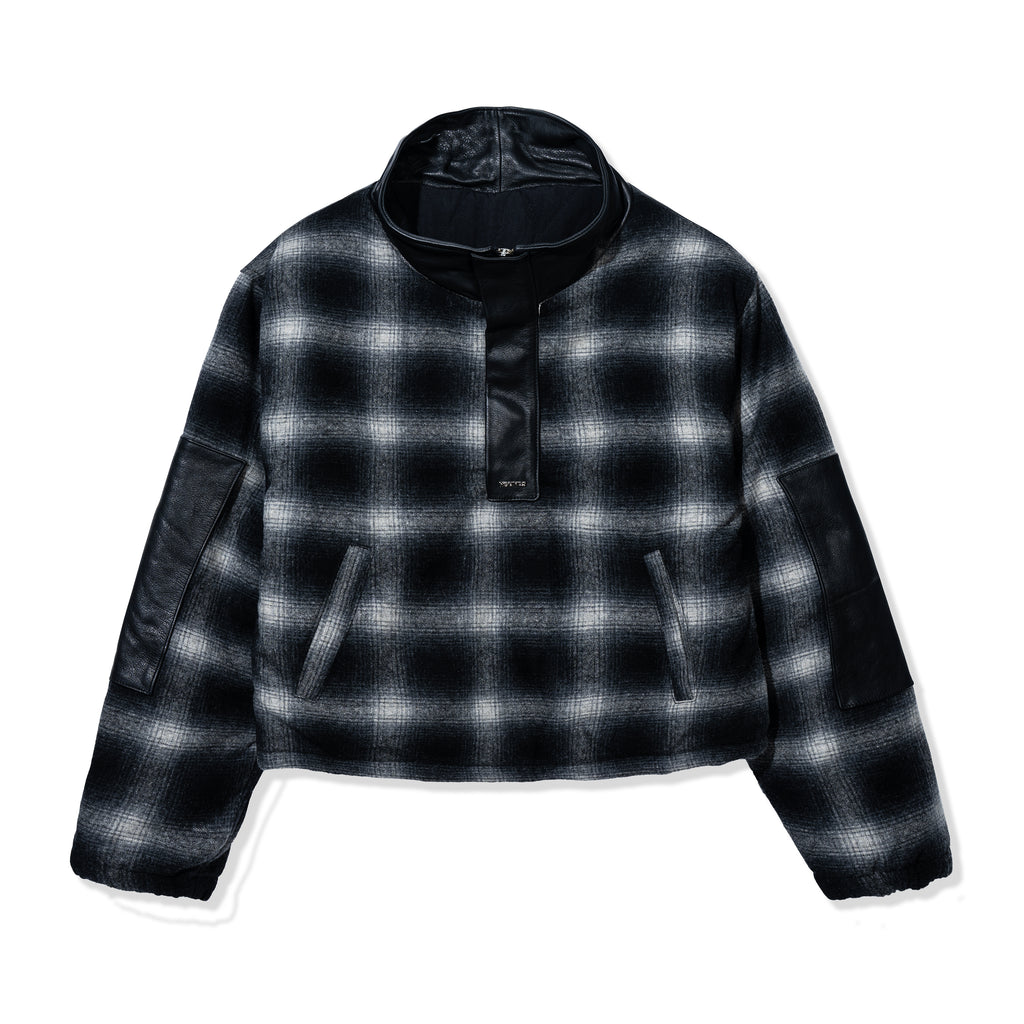 FLANNEL LEATHER CROP 3/4 ZIP JACKET