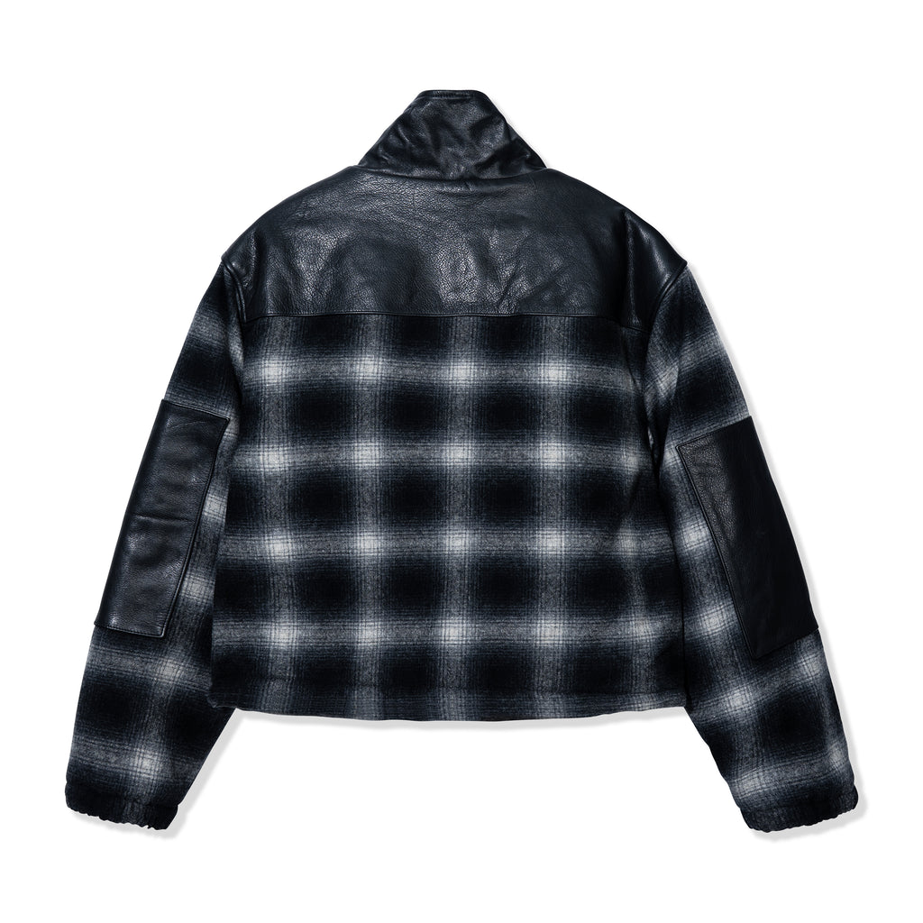 FLANNEL LEATHER CROP 3/4 ZIP JACKET