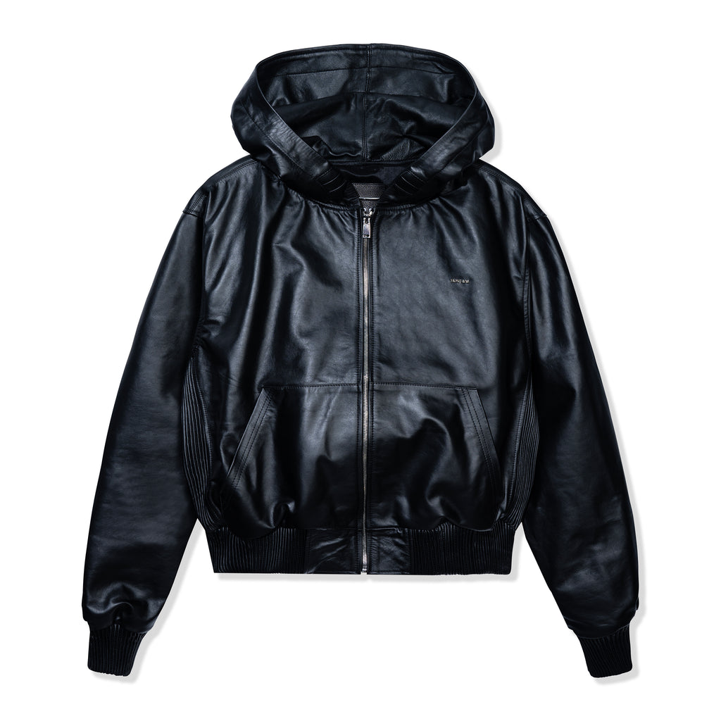 STANDARD LEATHER HOODIE BLACK