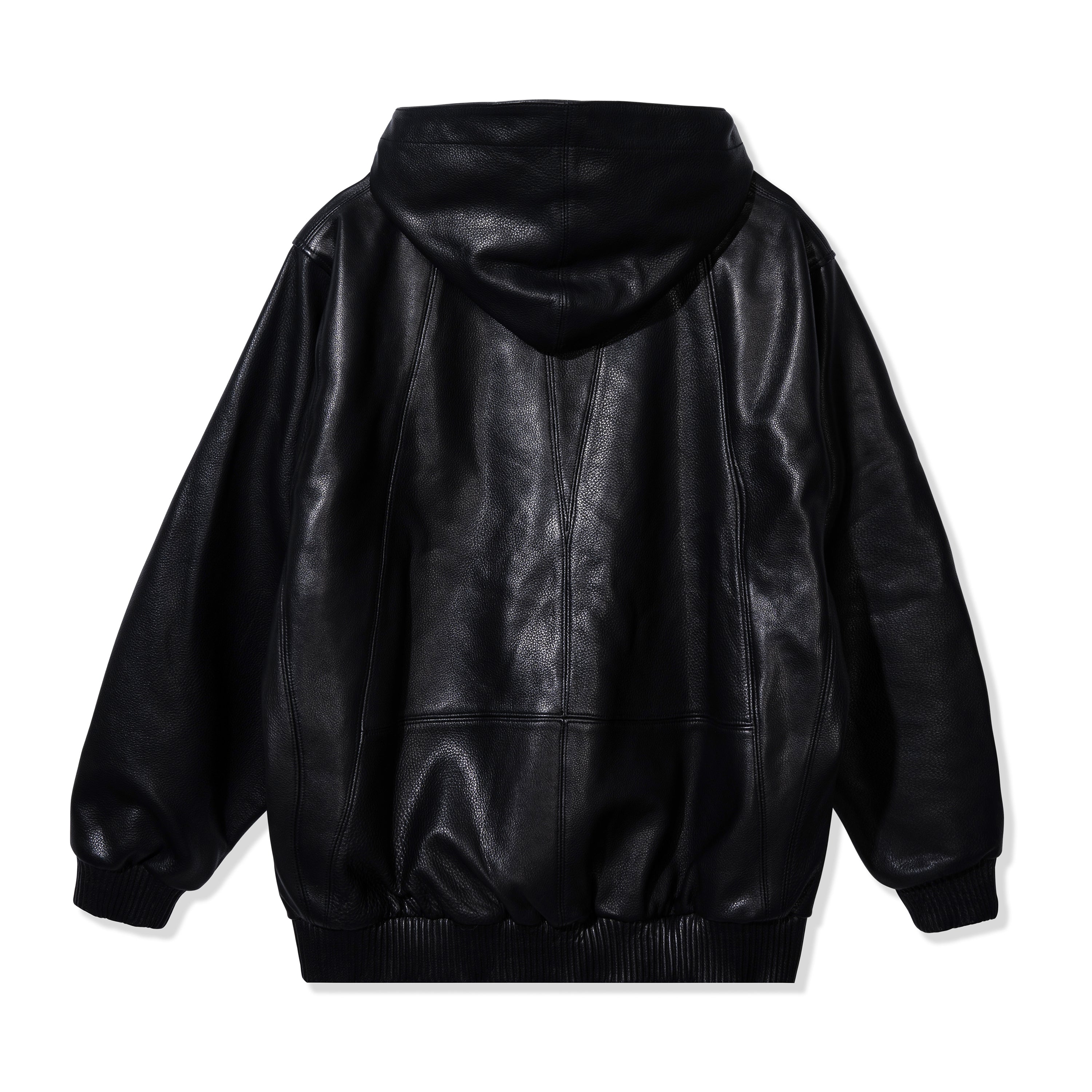 PEBBLED LEATHER HOODIE BLACK