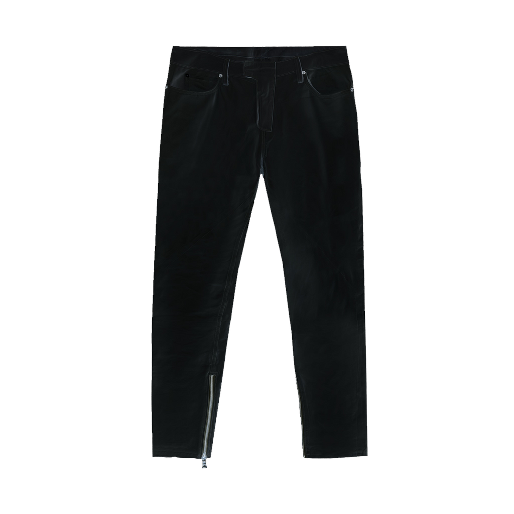 LEATHER STRAIGHT LEG PANTS - BLACK