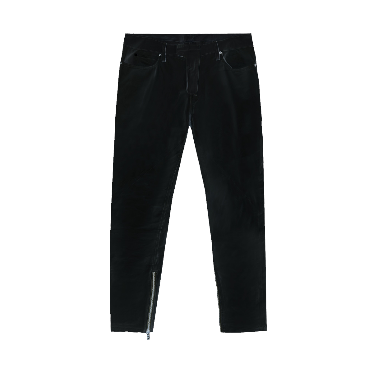 LEATHER STRAIGHT LEG PANTS - BLACK