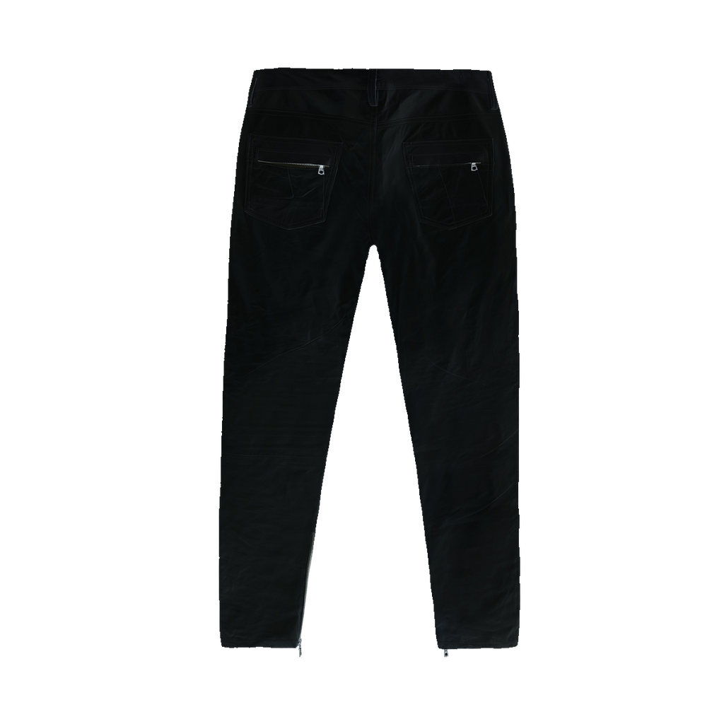 LEATHER STRAIGHT LEG PANTS - BLACK