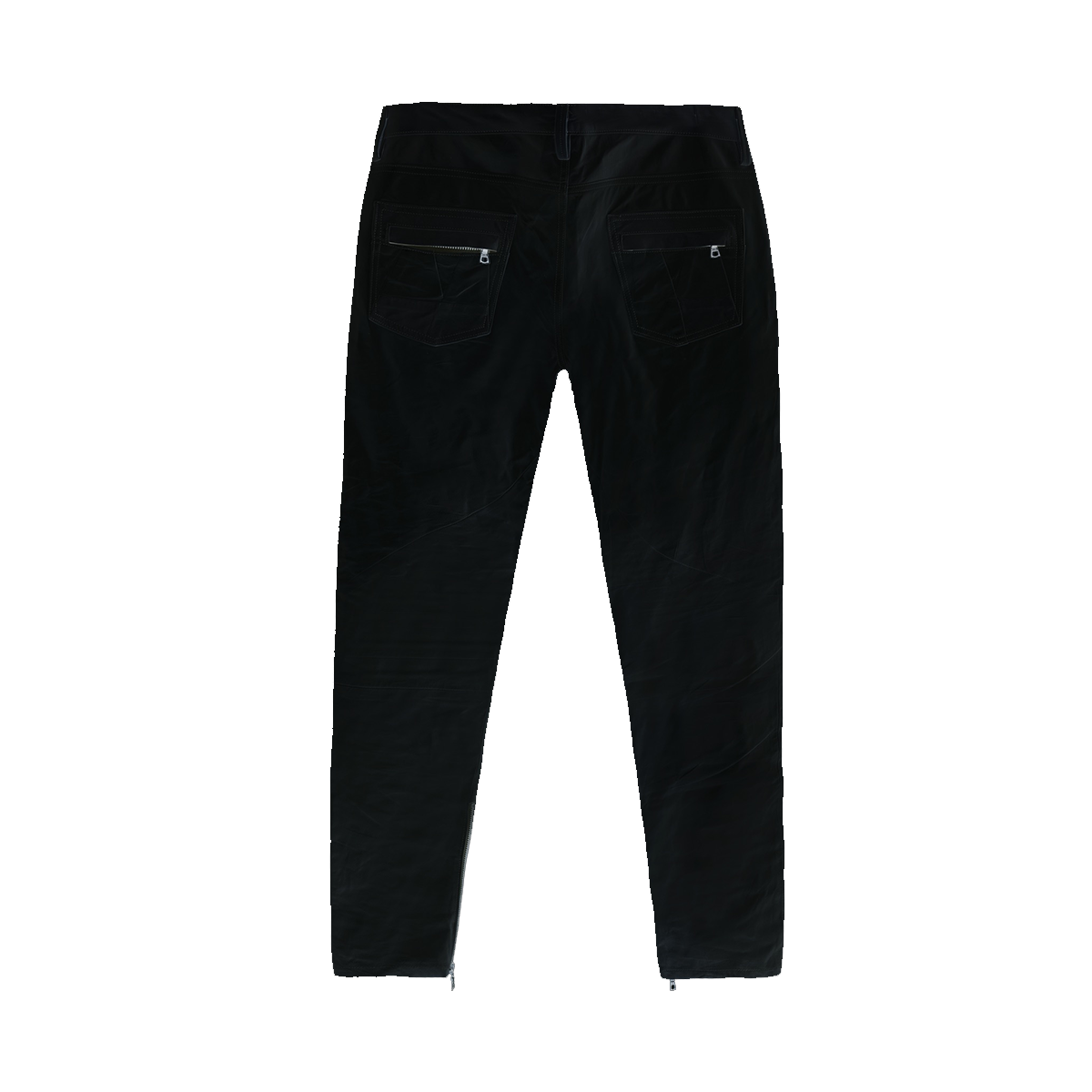 LEATHER STRAIGHT LEG PANTS - BLACK