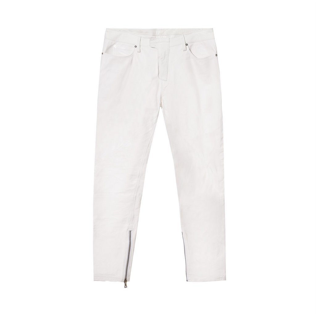 LEATHER STRAIGHT LEG PANTS - WHITE