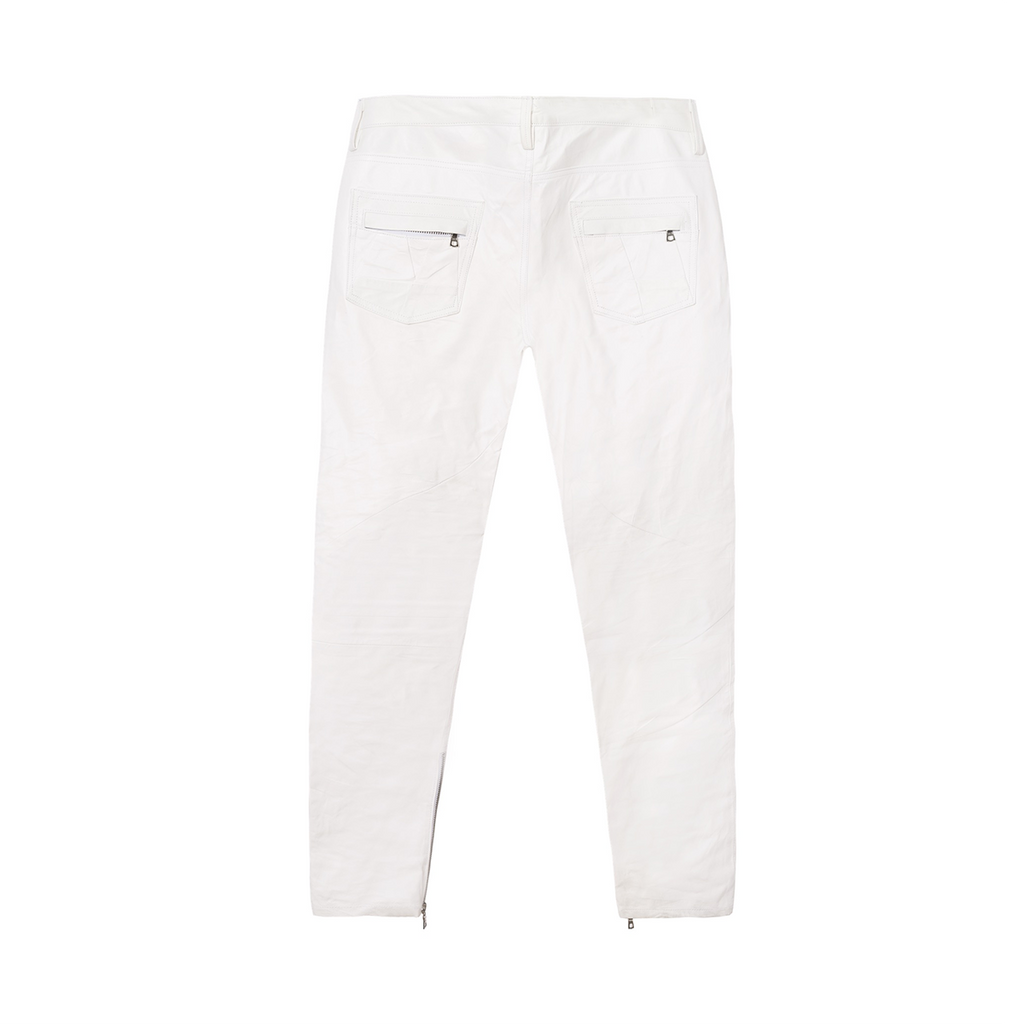 LEATHER STRAIGHT LEG PANTS - WHITE