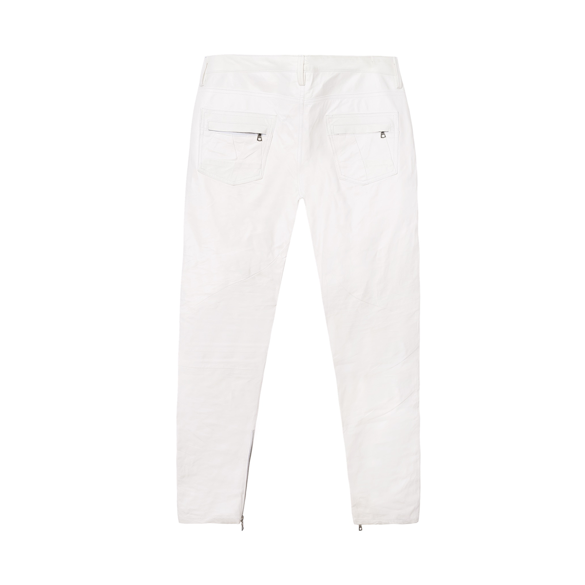 LEATHER STRAIGHT LEG PANTS - WHITE