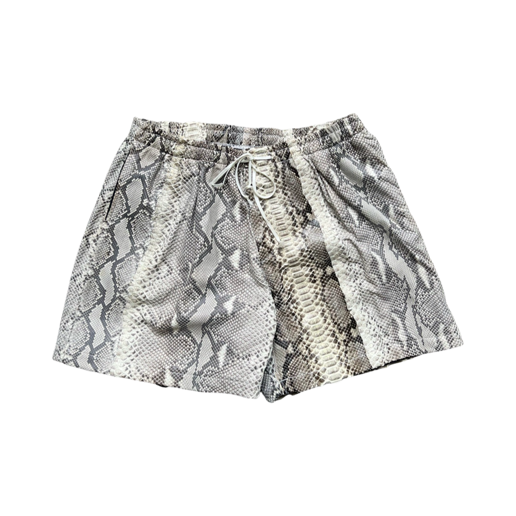 PYTHON LEATHER SHORTS - GREY
