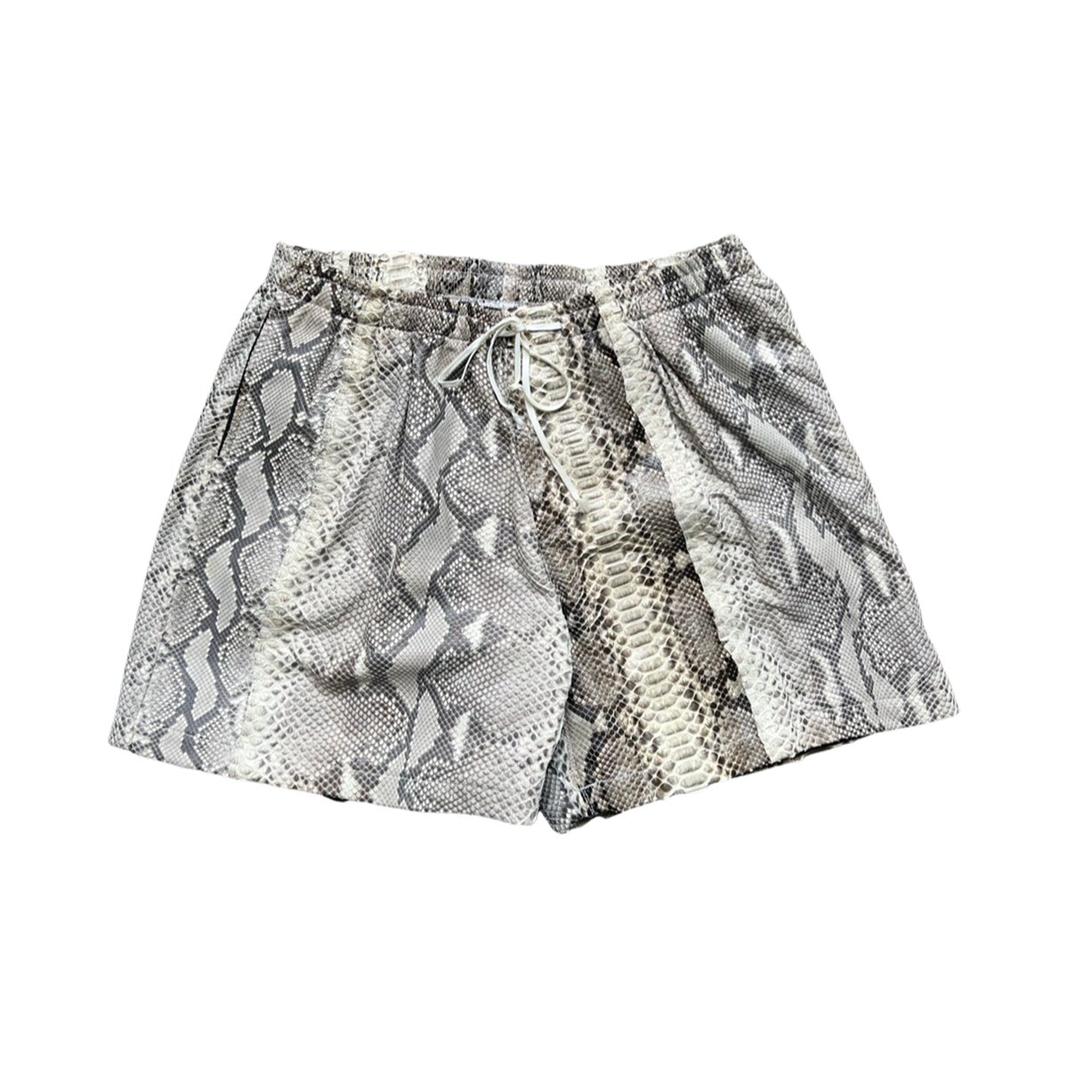 PYTHON LEATHER SHORTS - GREY