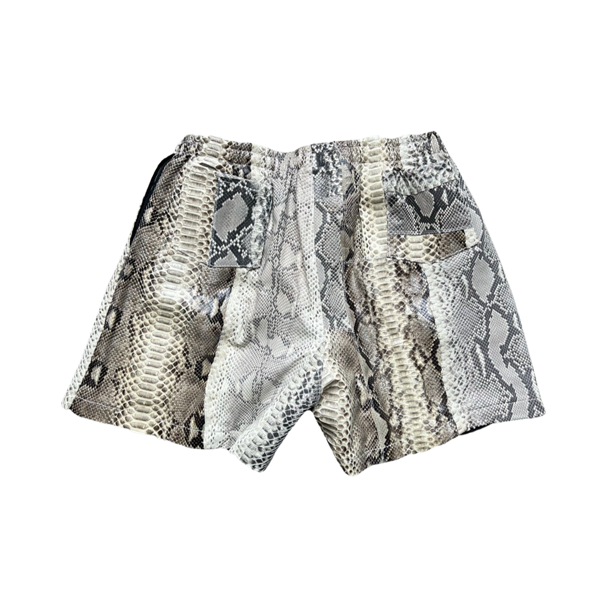 PYTHON LEATHER SHORTS - GREY